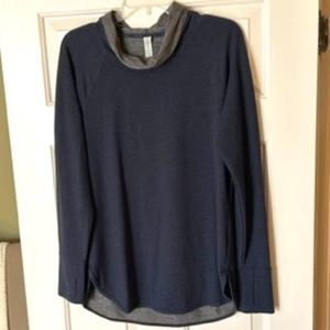 Women's RBX navy tunic cowl neck long sleeve top